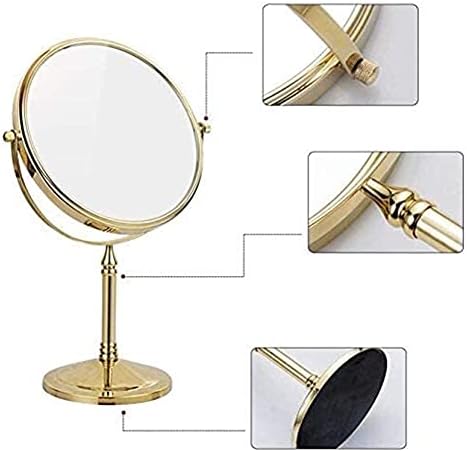 Yairmis Pequeno espelho espelho espelho de 8 polegadas em pé de dupla face 10x/7x/5x/3x ampliação e profissional regular 360 Rotativo espelho de maquiagem de maquiagem de vaidade de latão