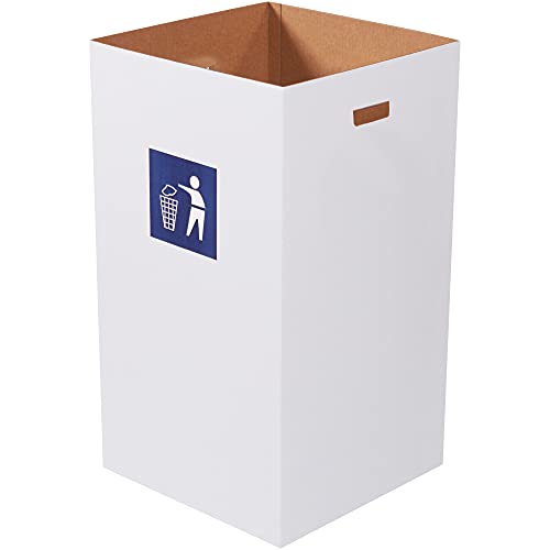 Lata de lixo ondulado com o logotipo de resíduos, 50 galões, 18 x 18 x 36 , branco, 10/pacote