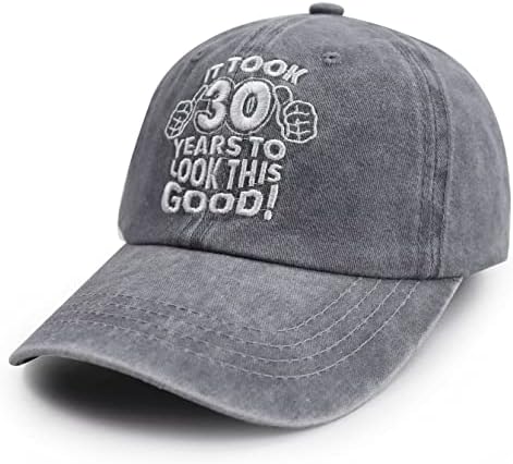 Shanvanke Presentes de 30º aniversário para ele, engraçado com 30 anos de boné de beisebol, chapéu de bordado de algodão ajustável para