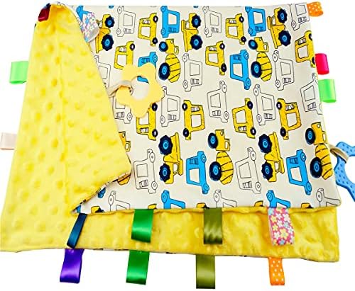 1 PC CARRO AMARELO CARRO DE TABELA BIG BEBINE, Rótulo de Segurança do Baby Soft Cobertor, Cobertor Taggy para Presente da Criança