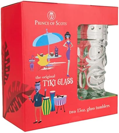 Conjunto de vidro tiki premium de 2 com coquetéis de cocktails de coquetels tiki de 2, vidro cristalino cristalino premium sem
