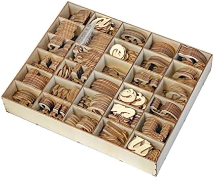 570 peças 2 polegadas inacabadas letras de madeira para artesanato letras de madeira cursiva ABCs com bandejas de classificação