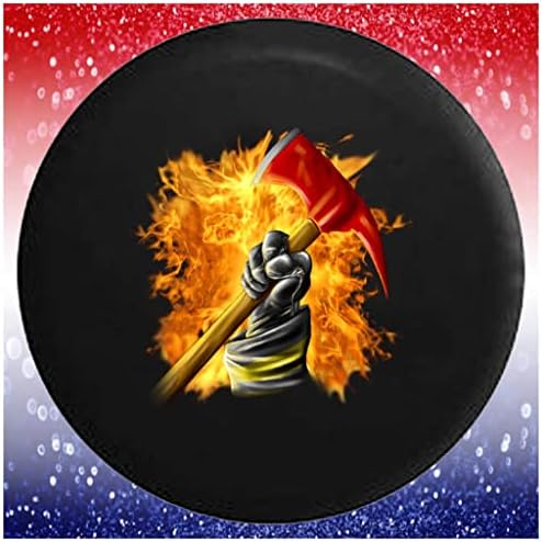 Tampa de pneus sobressalente Fireball Flames Firefighter Black 32 a 33 polegadas