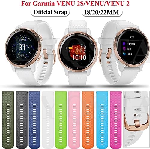 Cysue 18 20 22mm Smart Watch tiras oficiais para Garmin Venu 2 Silicone Wrist Belt para Garmin Venu 2s Sq Bracelet Watchband