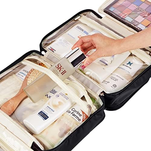 Findcozy Saco de higieness extra grande com gancho de suspensão, maquiagem de viagem para mulheres, organizador cosmético para