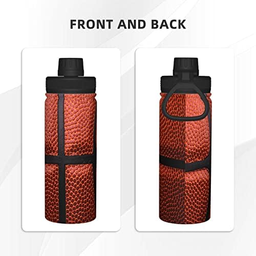 Textura de bola-de-bola-bola de basquete de garrafas de água 18 oz de aço inoxidável de aço de aiúrio largo com tampa de bico à prova