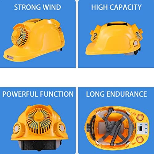 Capacete de segurança dura ABS 6 Fil de resfriamento com luz recarregável para o local de trabalho Construção de proteção dos EUA plugue 100 - 240V amarelo