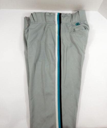 2002 Florida Marlins Alhanza jogo usado calças cinza 39 dp32820 - jogo usado calças mlb usadas