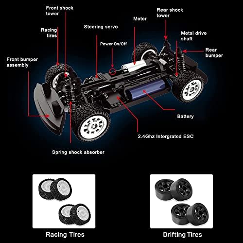 SupDex High Speed ​​RC Drifting Car, carro de controle remoto de 1:16 20 mph para deriva e corrida, Esp 2,4 GHz Bushal