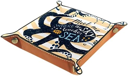 Tacameng Octopus Verão Silhuetas do mar, caixas de armazenamento Pequeno bandeja de bandeja de manobrista de couro