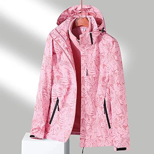 Jaqueta de jaqueta acolchoada fora de casaco feminino à prova de vento ao ar livre Florld Florld Print Warm Fleece à prova de vento