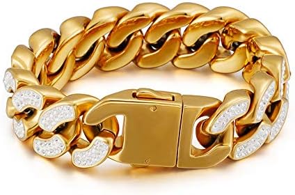 Pulseira masculina hip-hop diamante bracelete de diamante de diamante masculino Bracelete de jóias de jóias de titânio de aço masculino