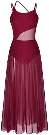 Lejafay feminina lírica malha assimétrica Dress Spaghetti Strap Slaptand Dress Maxi Dance Dress