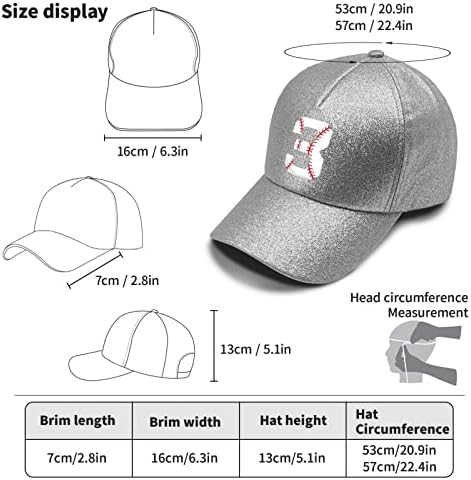 Chapéus de beisebol Baseball No.3 Cap de pai para meninas Caps de tampas de espuma Glitter para presentes