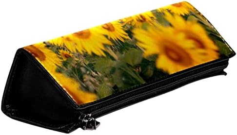 Caixa de lápis Guerotkr, bolsa de lápis, capa, bolsa de caneta, bolsa de lápis pequena, padrão de paisagem de flores de girassol