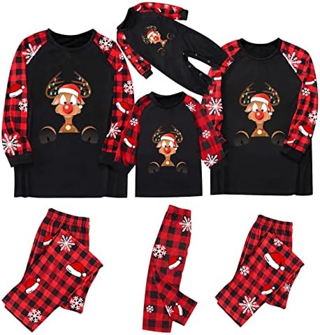 Família Christmas Pijama Pants Set Family Combation Christmas Pijamas Família de Natal Conjunto de Pajamas Plus Size 3x