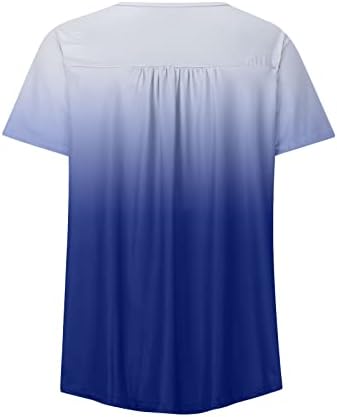 Camiseta da blusa para o outono feminino Summer Manga curta 2023 V Botão gráfico de algodão de pescoço
