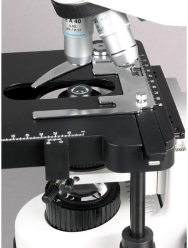 AMSCOPE B690B-DK-PL Microscópio de composto binocular Binocular SiEDENTOPF, ampliação 40x-2000x, oculares super largues Wh10x e Wh20x, Objetivos do Plano Infinito, Brightfield/Darkfield, Kohler Condenser, estágio mecânico de camada dupla