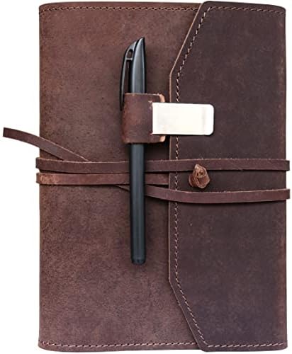 Caderno de redação para diário de couro recarregado - Costar caderno plano, diário de couro feito à mão para homens e mulheres, presente