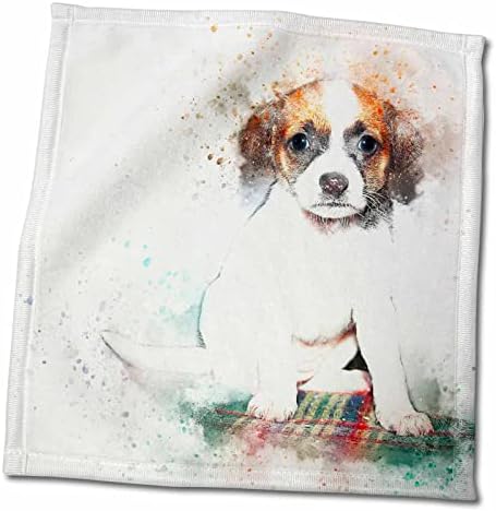 3drose aquarela cão cachorro animal de estimação Funny Animal Retrato - Toalhas