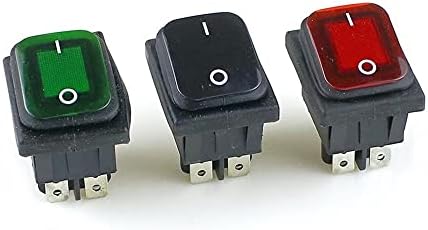 KQOO KCD4 Black Red Green Rocker Switch Impermeável interruptor 2 Posição em 4 pinos com luz 16A 250VAC/20A 125VAC
