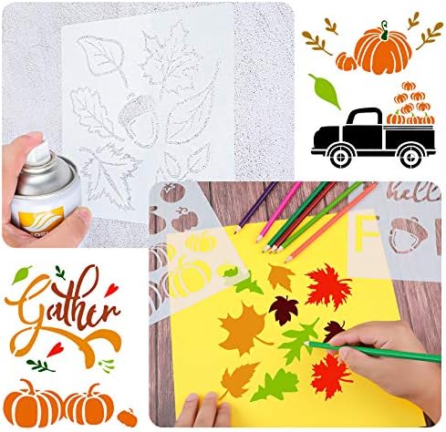 21 peças cair estênceis de ação de graças feliz outono y'all stencils reutilizáveis ​​bordo de outono folhas de abóbora sinais