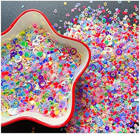 Coração de estrela do coração lantejoulas de unhas holográficas Glitte Confetti Snowflakes Snow Art Art Holográfico Glitter Uil Art Glitter lantejous para mulheres meninas Decoração de unhas