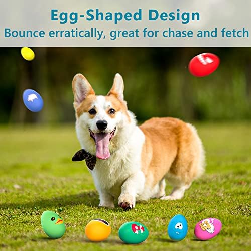 Schitec Squeaky Dog Toys, [8 pacote] Latex Squeaker ovo saltitante para pequenos animais de estimação de animais de estimação, 2,5 ”de borracha de borracha de borracha macia