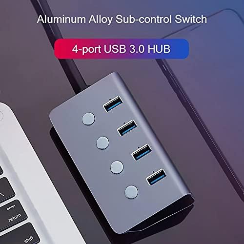KXDFDC SUB-CONTROL SWITCH 4-PORT USB 3.0 Hub Aluminum Ligy até 5Gbps Multi USB Splitter para laptop para desktop