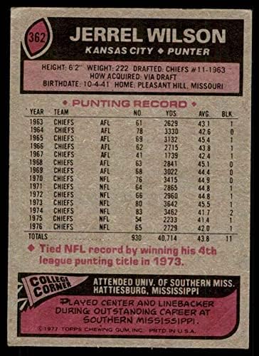1977 Topps # 362 Jerrel Wilson Kansas City Chiefs VG Chefes do sul do Mississippi