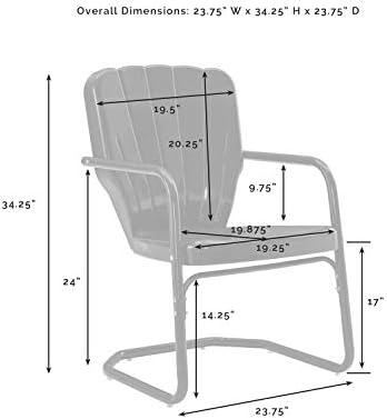 Crosley Furniture Co1031-NV Cadeira de metal retro Ridgeland, Marinha, conjunto de 2