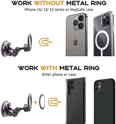 Portador de telefone do chuveiro magnético de Quyee, multi-direcional duplo 360 graus de sucção rotação do telefone celular Montagem de parede para iPhone 14 13 12 Pro Max Plus