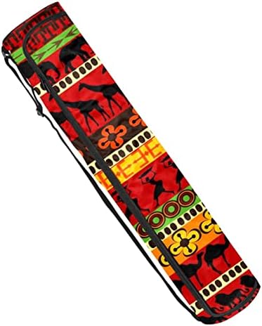 Ratgdn Yoga Mat Bag, textura africana com animais Exercício de ioga transportadora de tape