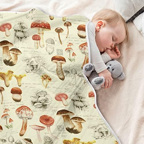 Oollabaky aquarela cogumelos cobertor de bebê para menino algodão arremesso de cobertor cobertor para carrinho de berço Recebendo um cobertor infantil infantil unisex 30 x40