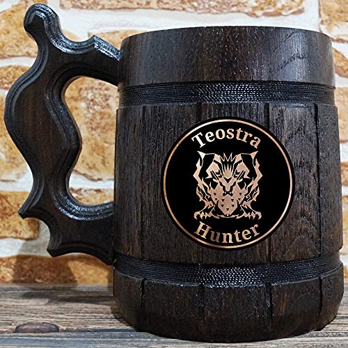 Caneca de cerveja teostra, 23 onças, bengala de cerveja, presente de jogador, tanque de madeira personalizada, presente