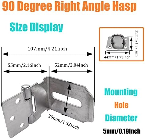 3 polegadas de cadeado de cadeado com o hasp de 90 graus de ângulo reto HASP, fechaduras de porta de aço inoxidável Hasp