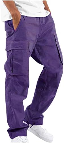 Calças de carga longa para homens de cargo Trabalho Use combate Carga de segurança 6 bolso calça cheia de calças elásticas da