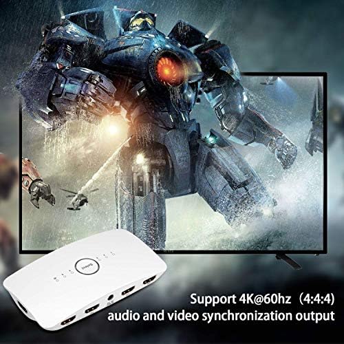 Dishykooker 4K60HZ HDMI 2.0 HDMI Switcher 5x1 | HDR 5 PORTS HDMI Switch 4: 4: 4 com controle de voz compatível com Alexa para