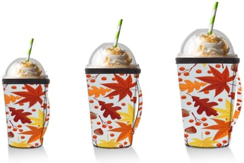 Fall Maple Berry Acorn Autumn reutiliza a capa de café gelada com manga de neoprene para refrigerante, café com leite,