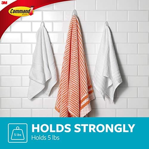 Banho de comando Pacote de valor de gancho de toalha grande, ganchos transparentes e de 3 grandes, tiras resistentes