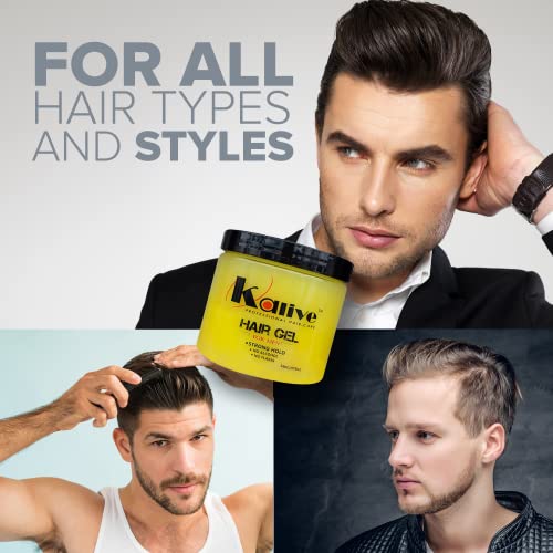 Gel de estilo de cabelo masculino de Kalive 16 oz, Hold e luz e luz brilham o dia todo, o produto de cabelo masculino perfume