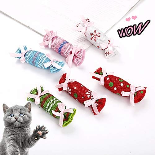 Floralby Pet Cat Kitten Christmas Candy Catnip Teaser Chew Scratch Toy Interactive Random Color Random