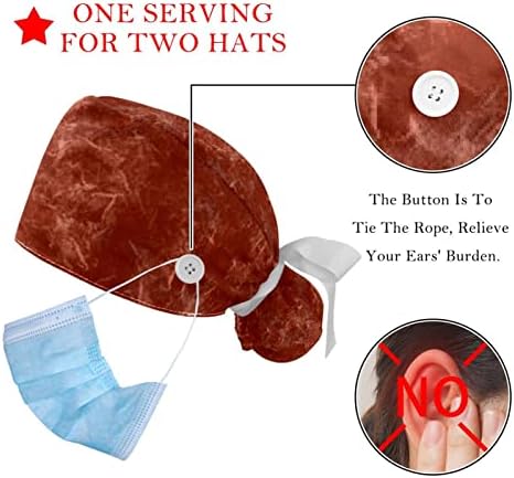 2 pacotes Caps de trabalho ajustáveis ​​Caps de bouffante com botões Bandagem elástica Treça de chapéus para homens Ovelha