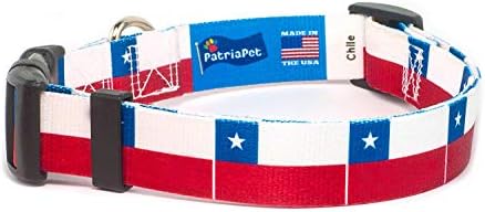 Collar de cachorro do chile | Bandeira do Chile | Martingale Slip-On | Feito em NJ, EUA | Para cães médios | 3/4 de polegada de largura