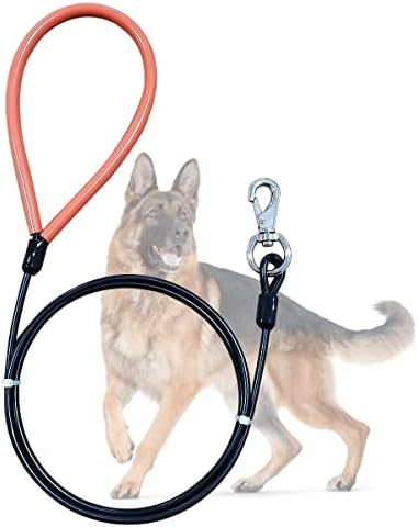 Mi Metty Chew Proofla pesado coleira para cães de até 250 libras, cabos de cabos de metal feitos de corda de aço revestida com alça