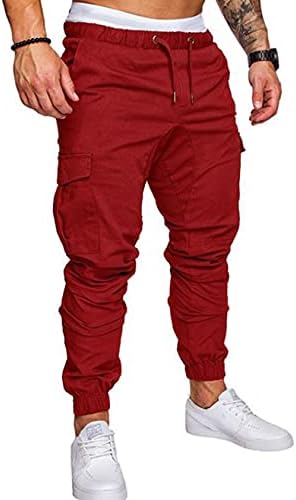 Calças casuais de calças casuais masculinas de Kroivil com estacas de corrida com bolsos com bolsos de treinar calças de treinamento de ginástica de ginástica longa para homens