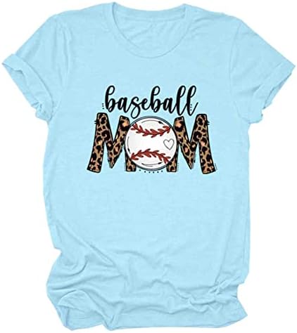 Leopardo beisebol mãe feminina tshirts dia da mãe redonda casual pescoço curto camisetas raglan manga curta tops básicos
