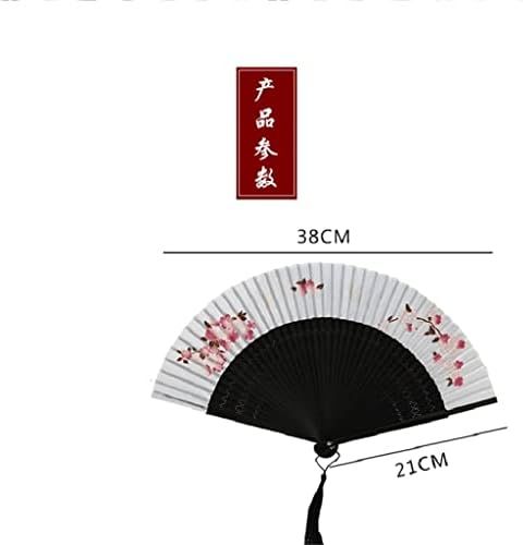 Slynsw Vintage Fan Dobring Fan Style Chinese Fan Floral Impresso com Tassel Dança Desempenho Partema Mão Decoração de Fan Craft Craft