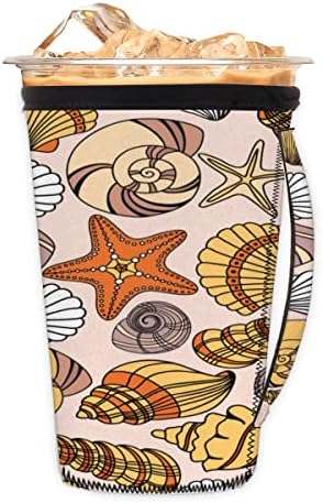 Padrão elegante com conchas de capa gelada reutilizável com manga de neoprene para refrigerante, café com leite, chá, bebidas,