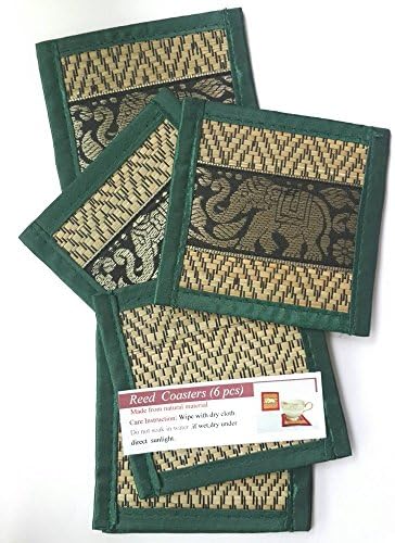 Conjunto 12 de montanha -russa verde tapetes tailandeses de elefante de seda montanhas -russas